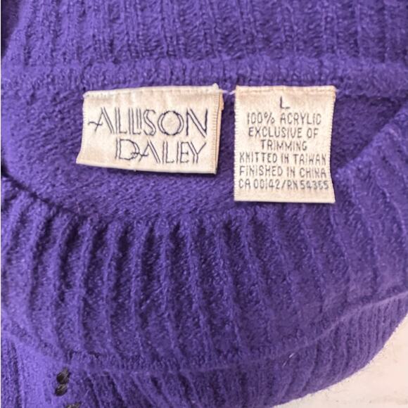 Allison Daley Women’s Long Sleeve Crew Neck Sweater, Purple, size L - Picture 5 of 7